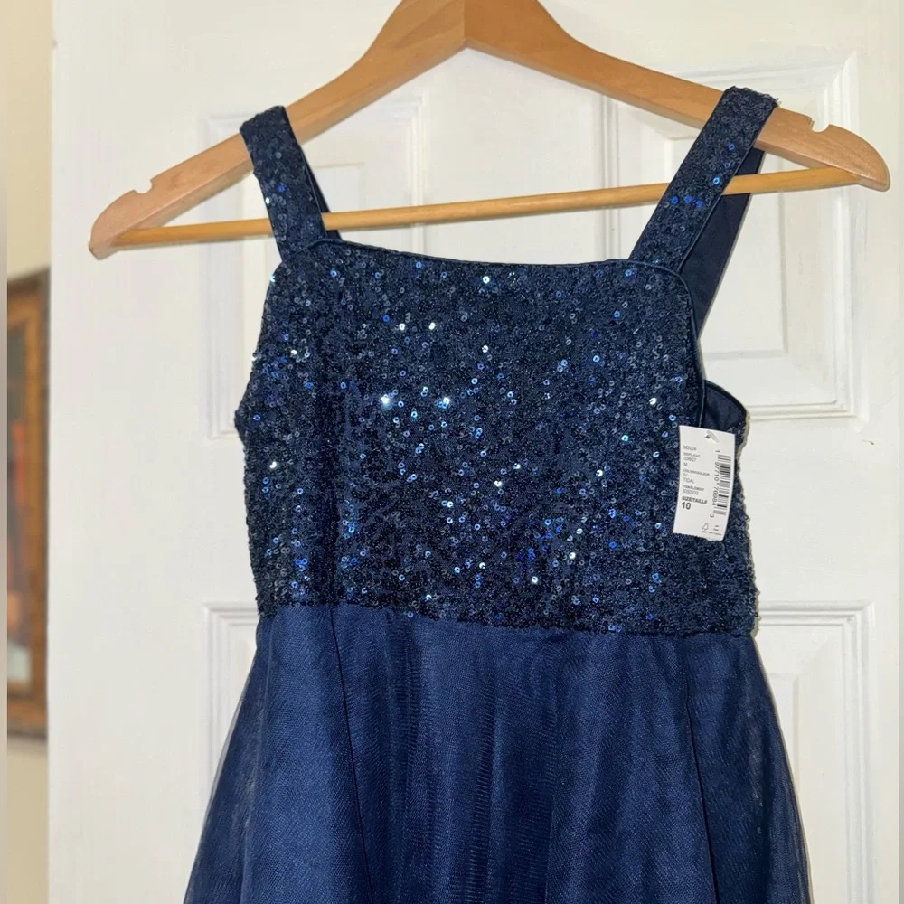 The Children’s Place Girls Size 10 Navy Sequin Tulle Party Dress NWT